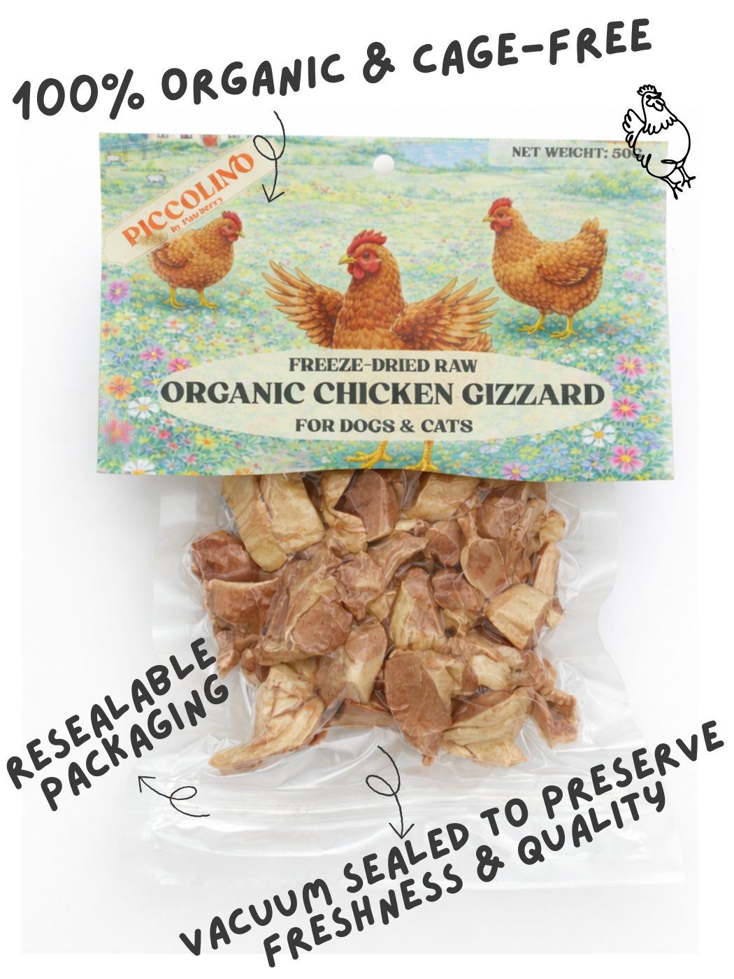 FREEZE DRIED ORGANIC CHICKEN GIZZARD 50G