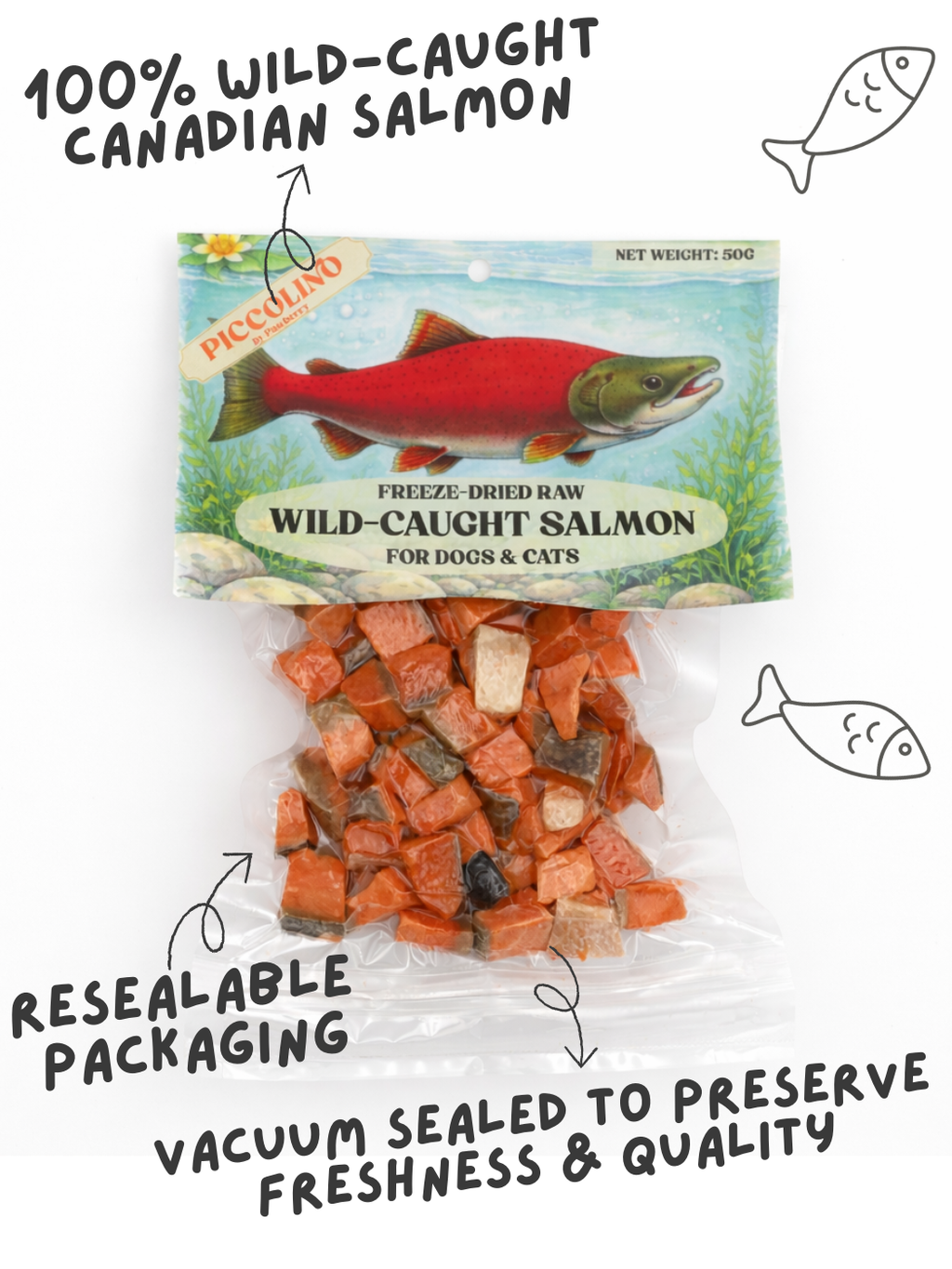 FREEZE DRIED WILD CAUGHT SALMON 50G