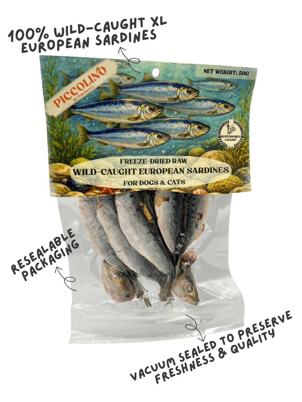 FREEZE DRIED WILD CAUGHT EUROPEAN SARDINES 50G
